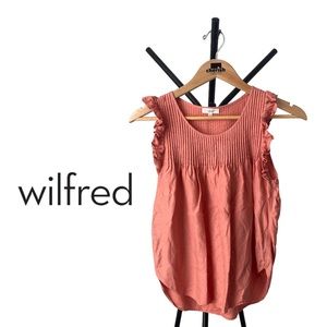 WILFRED ARITZIA Coral Sleeveless Top | Ruffles | Side Slit | Small